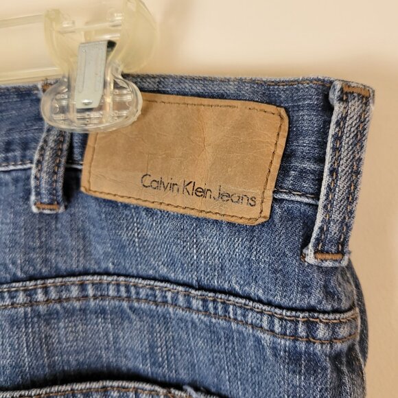 Vintage Calvin Klein Jeans Mens 36x30 Blue Medium Wash Cotton Straight Baggy Y2K - Picture 4 of 16